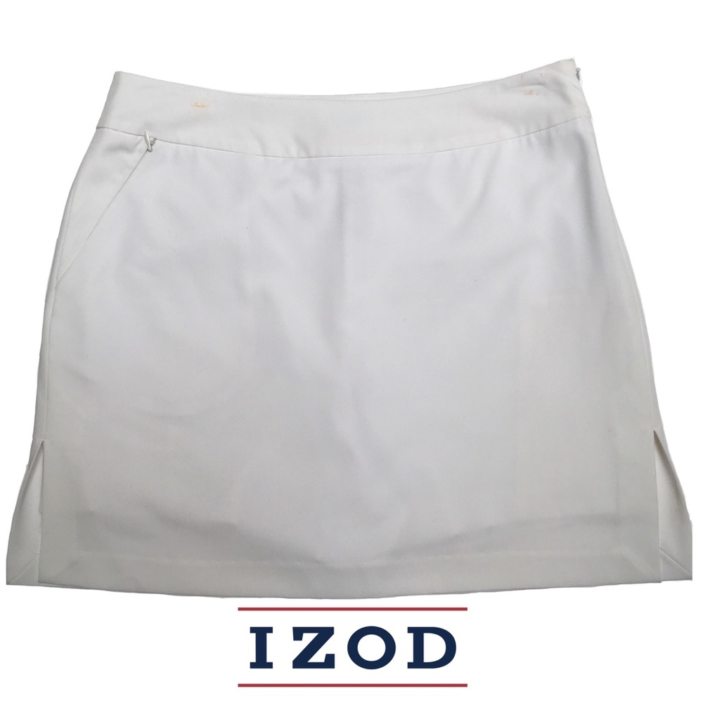 Izod Golf Skort w/ Relaxed Fit Built In Shorts & UV Protection, Sz 8, White, EUC